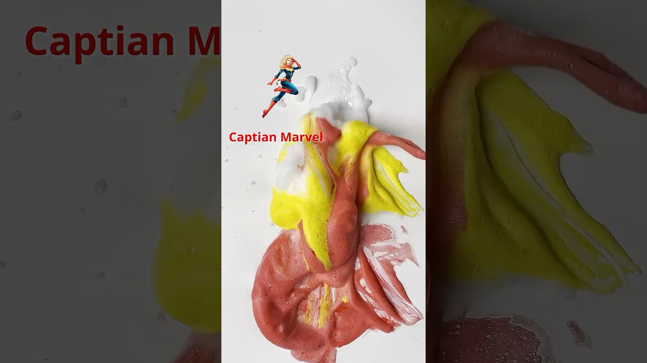 Mixing Captain Marvel Colors into Heroic Acrylic Art | Marvel Inspired Painting