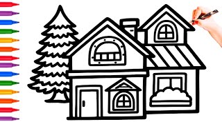 3D House Drawing Tutorial || How to Draw a Beautiful 3d House Step by Step for beginners