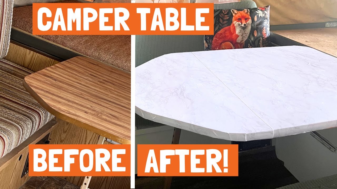 Table Remodel with Contact Paper Pop Up Camper