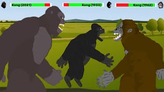 [DC2] Kong 2021 vs Kong 1962 vs Kong 1933 | ANIMATION with healthbars