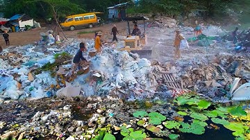 Amazing Update Actions!! Clearing Garbage Dump and Delete Trash Into Water By Skills Dozer Pushing
