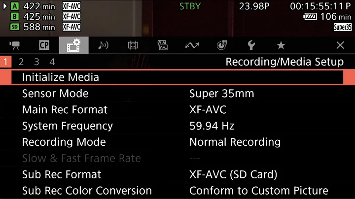 Canon C300 Mark iii Menu Overview