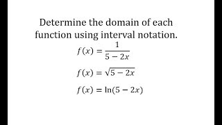 Domain of Rational, Square Root, and Logarithm Functions