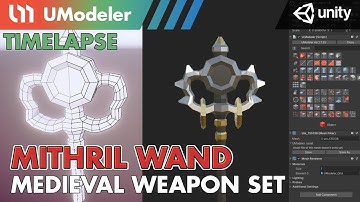 3D Modeling in Unity - Timelapse of Modeling & Unwrapping a Mithril Wand of Medieval Weapon Set