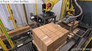 Hamrick P10-R Robotic Palletizer for a Syrup Company with Wulftec Stretch-Wrapping System