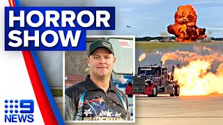 Jet truck driver dies in air show accident after vehicle exploded in US | 9 News Australia