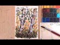 Acuarela facil de dos arboles de Abedul. Watercolor Birch Acuarelas