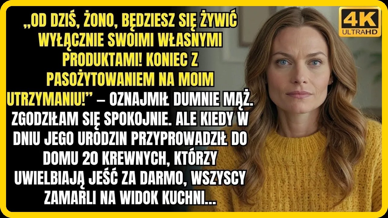 „Od dzisiaj jesz tylko to, co sama sobie kupisz. Mam dość utrzymywania dwóch gąb” – rzucił mój mąż przy porannej herbacie, jakby ogłaszał najprostszą rzecz na świecie. Po 23 latach małżeństwa...