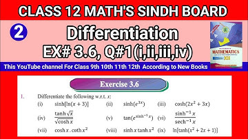 Class 12 Maths Unit 3 Exercise 3.6 Question 1(i,ii,iii,iv) Differentiation / Derivative