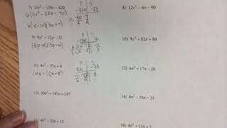 Factoring Extra Practice part 2