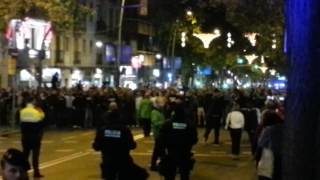 Borussia Mönchengladbach supporters bouncing in Barcelona. Way to Camp Nou 06.12.2016