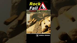 Niagara falling Rocks, Bricks, Plank with sounds on Unreal Engine