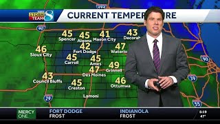 Clouds decrease, temperatures drop below freezing tonight