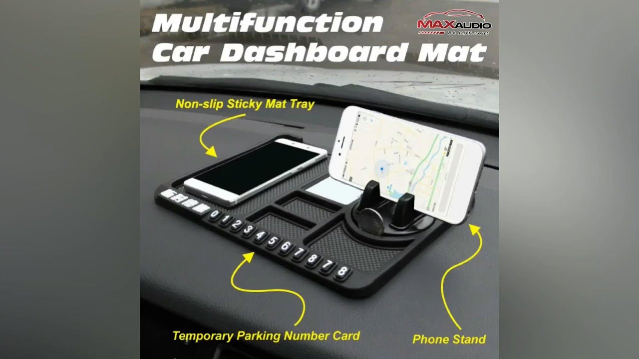 Non-slip Phone Pad for 4-in-1 Car, 2023 New Cool Glow in the Dark Car  Dashboard Phone Mat with Temporary Car Parking Card Number Plate and