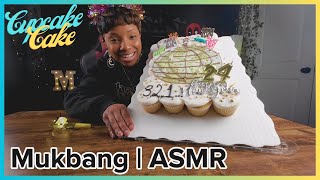 ASMR | Mukbang New Years Cupcake Cake | Assorted Chocolate and Vanilla Cupcakes | Whispers