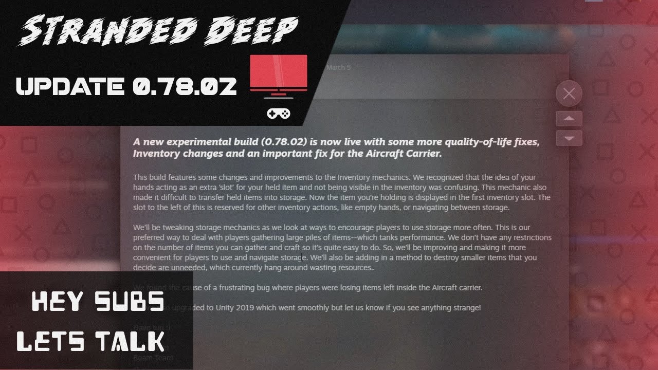 Stranded Deep Update 0.78.02 and a Question for my AWESOME Subscribers ...