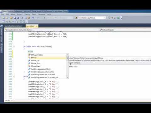 XNA 4 Course I Ch 09 07 CapturePreviousMouseState