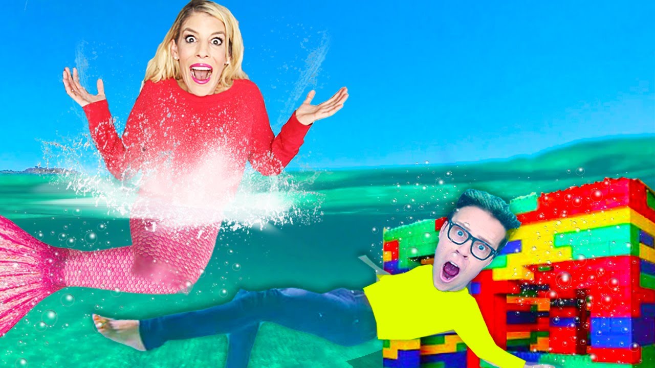 UNDERWATER Date with a Mermaid in a Giant Lego House! Matt and Rebecca