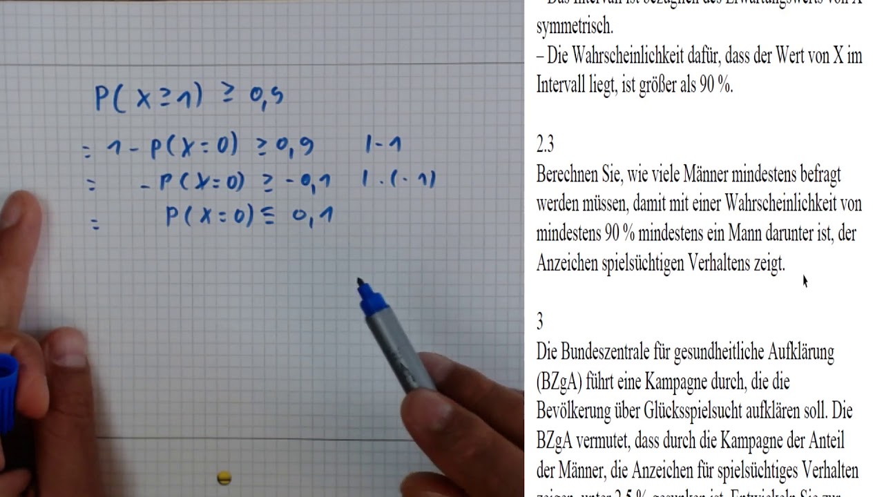 Mathe Abitur Hessen Aufgaben Abitur Mathematik Grundkurs Hessen 2019 C2 Stochastik Aufgabe 2.3 - YouTube