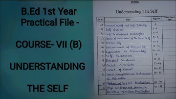 UNDERSTANDING THE SELF| B.Ed.1st Year Sample File