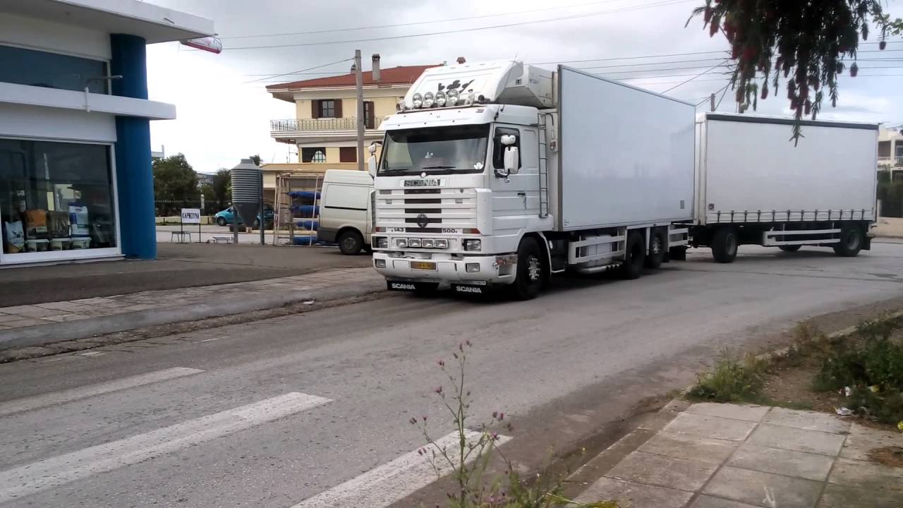 STATHAS SCANIA 143 500 V8 OPEN PIPE & SMOKE !!!!
