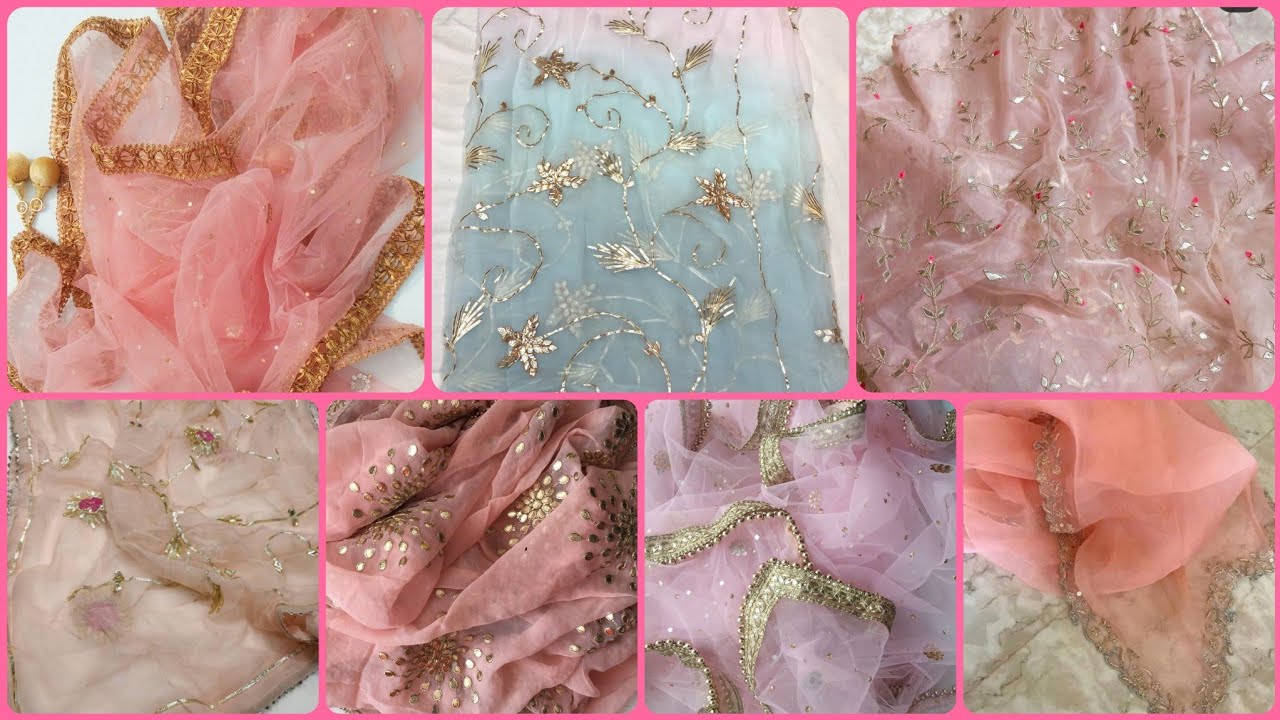 Net dupatta designs ideas with gotta embroidery and lacework|| dupatta designs|| girls fashion||