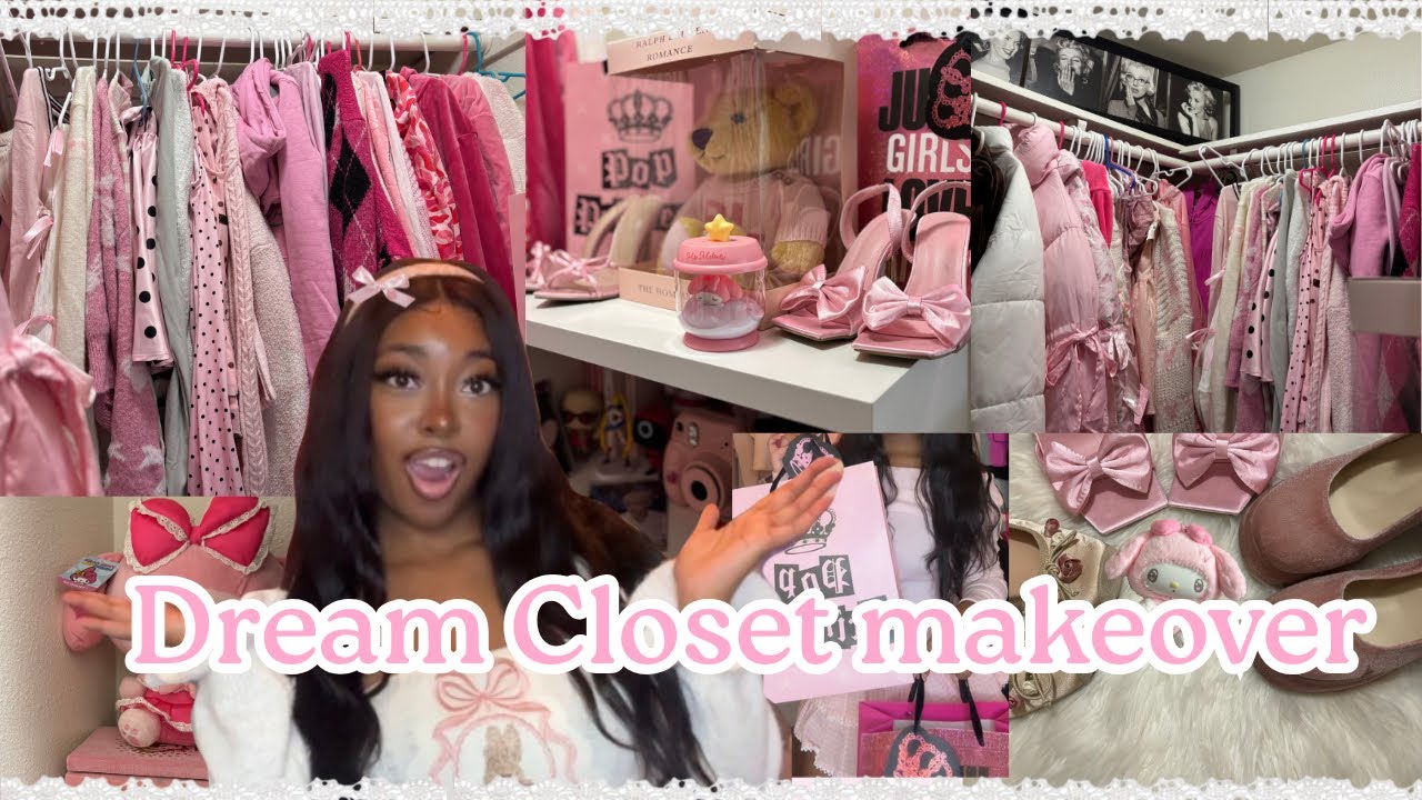ORGANIZE MY CLOSET WITH ME! 🎀| PINK AESTHETIC CLOSET MAKEOVER | satisfying!