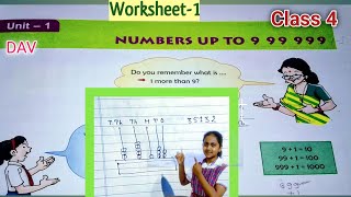DAV Class 4 Maths Unit-1 Worksheet-1 (With Introduction) All Que Solved. Number Up To 9,99,999/2023