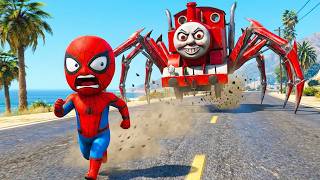 BEBE HOMEM ARANHA FUGIU DO TREM DO MAL NO GTA 5