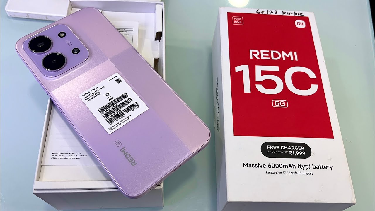 Redmi 15C 5G - Purple Colour Unboxing | Redmi 15c 6/128 | Redmi Smartphone Under 15k ✅| Guru Mobile 