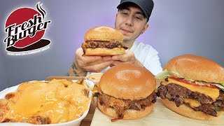 Eating Fresh Burger Double Burger Caramelized Onions Burger Cali Fries Mukbang
