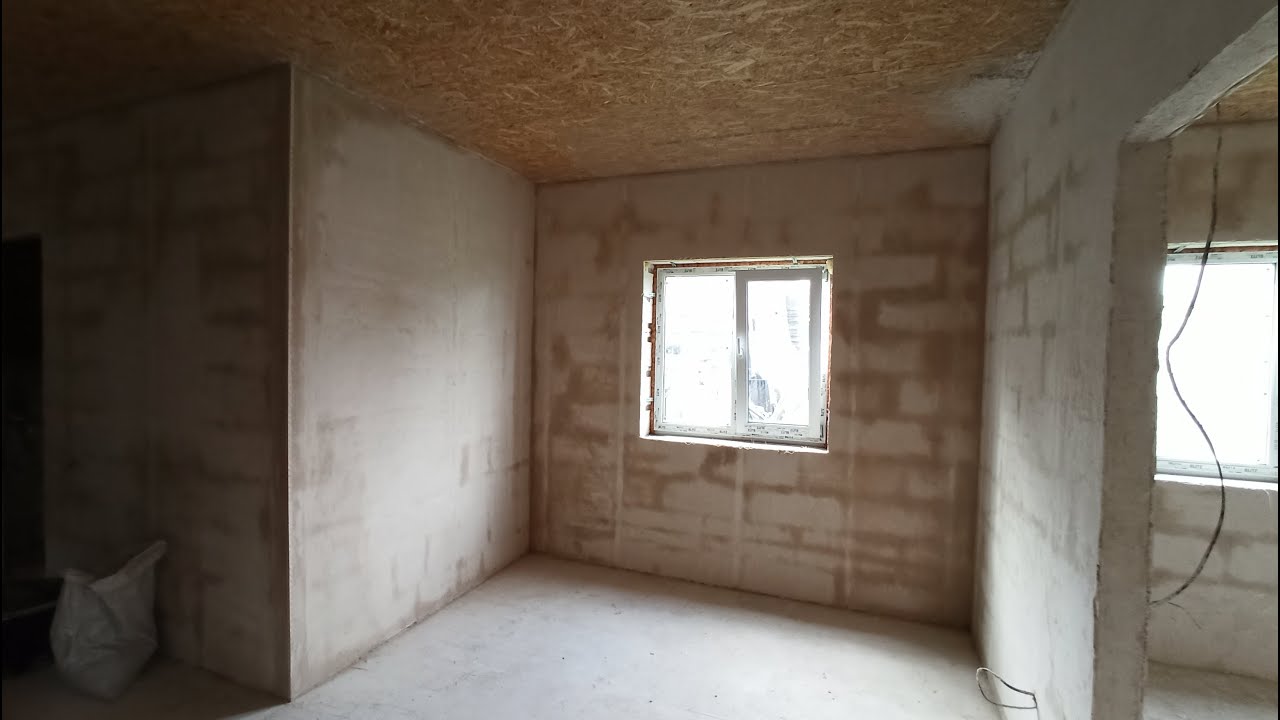 Опять сбежали работники. Машинная штукатурка, заливка пола, отделка ...