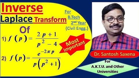 Inverse Laplace Transform - Question 1&2 (Important Simple Question) in Hindi By Dr. Santosh Saxena