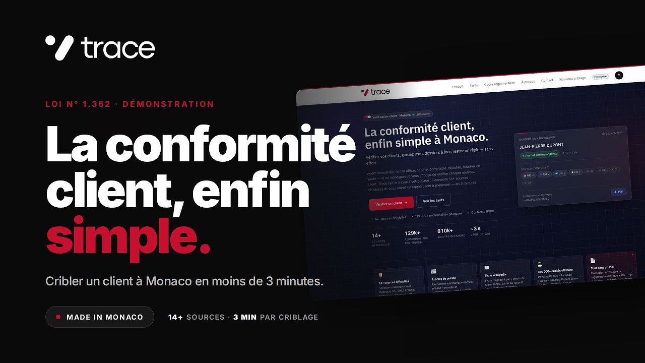 Démonstration vidéo de Trace : criblage d'un client et génération du rapport PDF