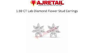 1.59 CT Lab Diamond Flower Stud Earrings 18k White Gold #ajretail #diamondearings