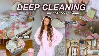 *extreme* DEEP CLEANING my entire room 🫧 satisfying + realistic room reset