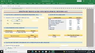 Diseño de Mezcla de Concreto por el Método ACI - Plantilla Excel