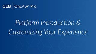CEB Research Platform Intro & Customization | OnLAW Pro