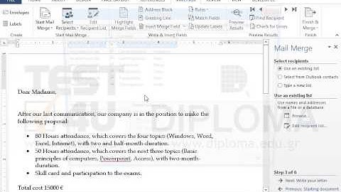Use the current document as letter form. Use the recipients file saved in the IL-ates\Word...