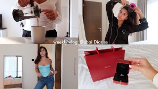 weekly vlog living in Dubai ♡ Cartier shopping & unboxing, hair oiling routine, new café & rainy day