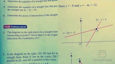Skills Enhancement chapter 9 / Straight line : Point of intersection /  substitution method