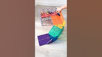 Building a Rainbow Car Park with CONNETIX Magnetic Tiles @playful.stories