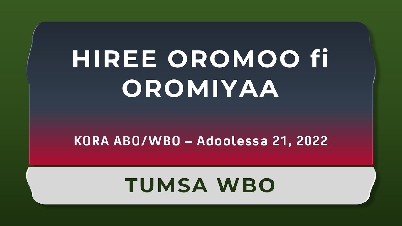 Hiree Oromoo fi Oromiyaa: Kora ABO/WBO - Adool. 21, 2022