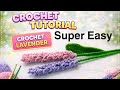 Easy Crochet Lavender Flower |🪻 Crochet Flower Tutorial | 🪻Crochet Lavender Stem Step by Step🪻