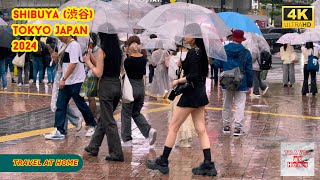 4k hdr japan travel 2024 l Rainy day Walk in Shibuya (渋谷) Tokyo | Relaxing Natural City ambience