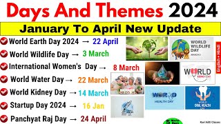 Days and Themes 2024 January to April | Important Days and Themes April Month | Current Affairs 2024