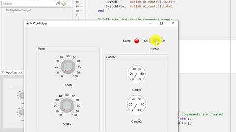 How to program Gauge and Switch in Matlab | Instrumentation components | Matlab App Designer