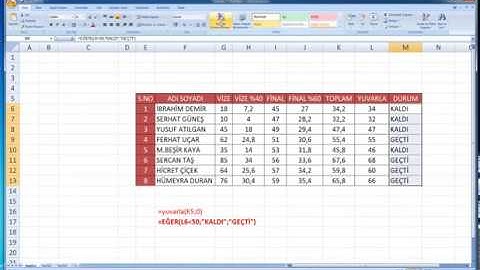 11 - Excelde Eğer Fonksiyonu