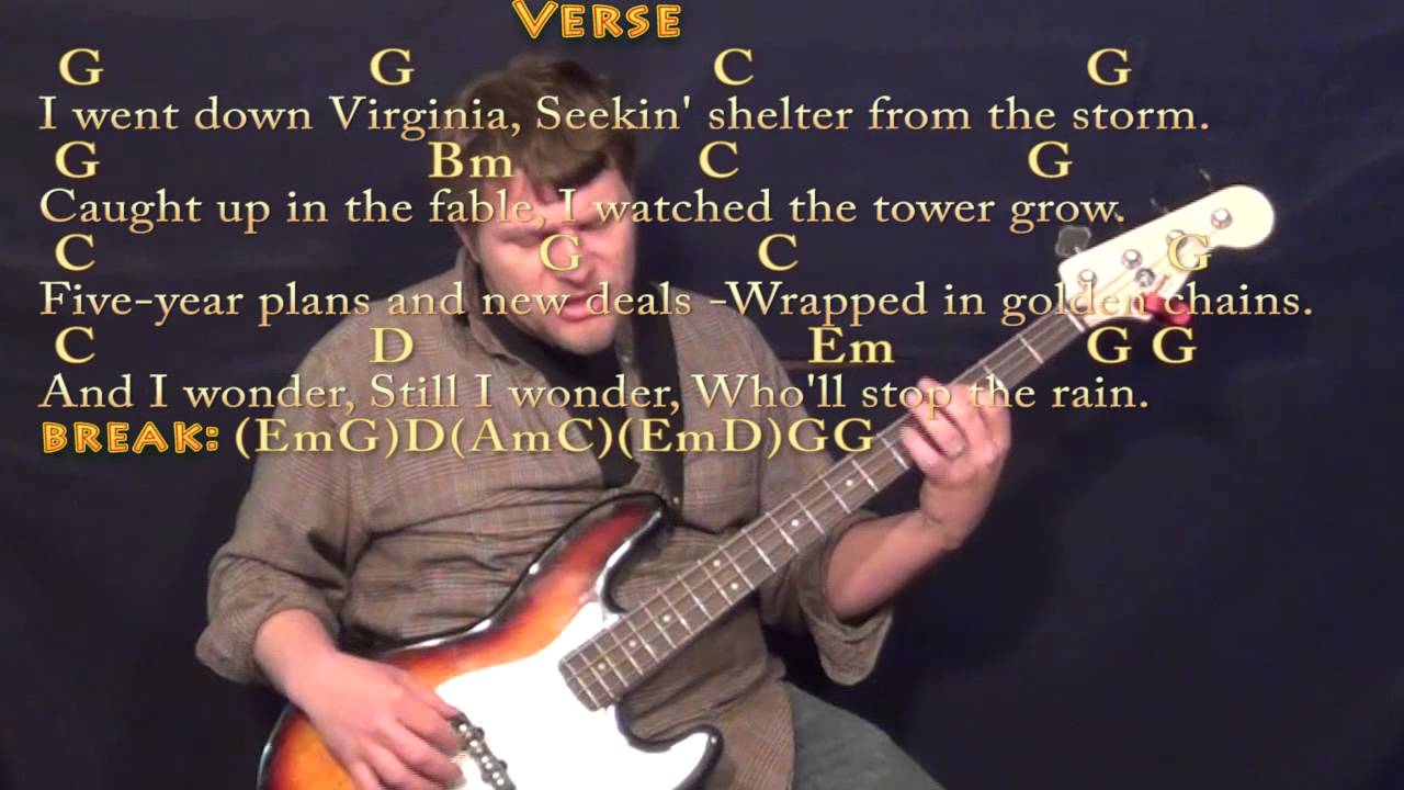 Who'll Stop the Rain Bass Guitar Cover Lesson with Chords/Lyrics Chords