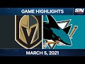 NHL Game Highlights | Golden Knights vs. Sharks - Mar. 5, 2021
